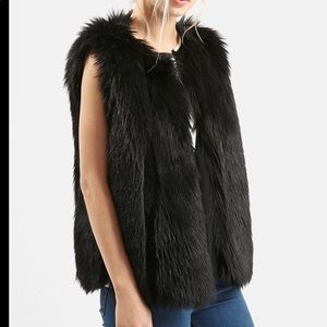TopShop Black Faux Fur Vest